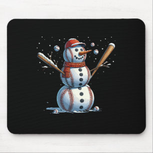Snowman Baseball Christmas Winter Mouse Pad