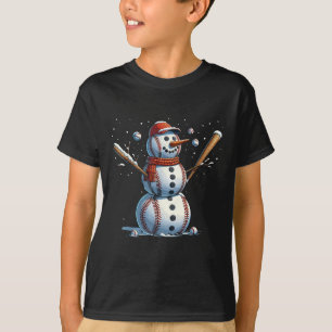 Snowman Baseball Christmas Winter  T-Shirt