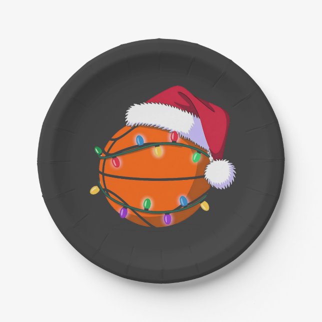 Snowman Basketball Christmas Santa Baseball Sport Paper Plate (Front)