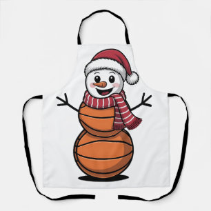 Snowman Basketball Christmas Sport Lovers Apron