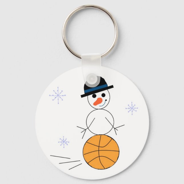 Snowman Basketball Player Keychain (Front)