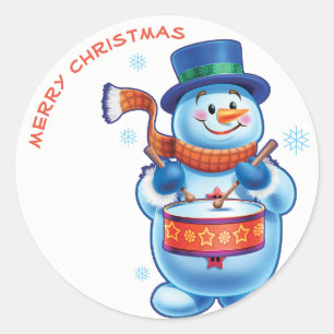 Snowman batteur autocollant étiquette de Noël