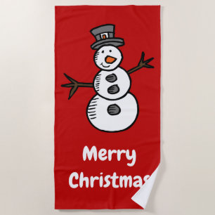 Snowman Beach Towel