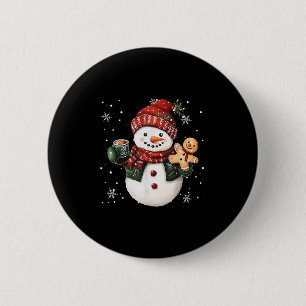 Snowman Beanie Coffee Latte Ginggerbread Merry Chr 2 Inch Round Button