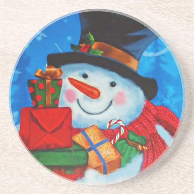 Snowman bearing Gifts Coaster (Front)