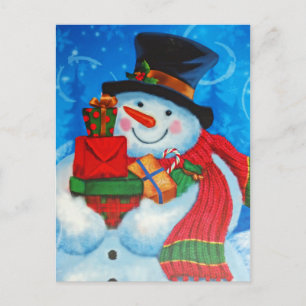Snowman bearing Gifts Postcard
