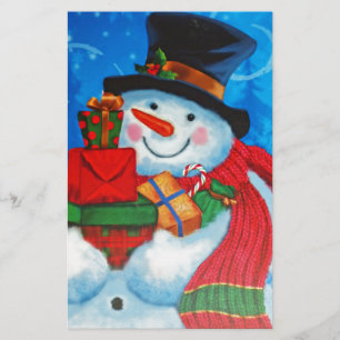 Snowman bearing Gifts Stationery