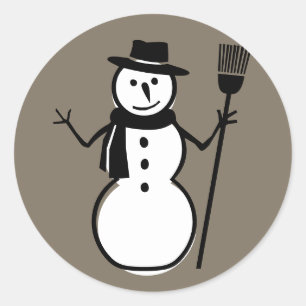 Snowman, Bernie Taupe Classic Round Sticker