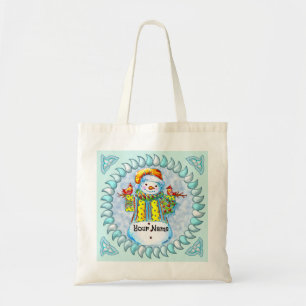 Snowman Birdman tote bags