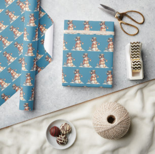 Snowman & Birds Wrapping Paper