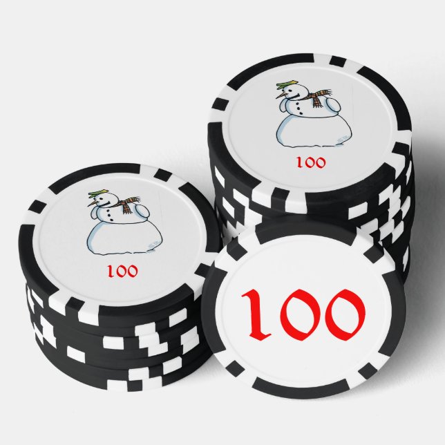 Snowman black 100 striped poker chip (Stack)