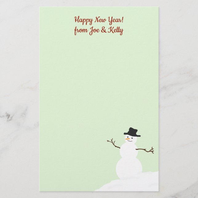 Snowman Blank Christmas New Year Writing Paper (Front)