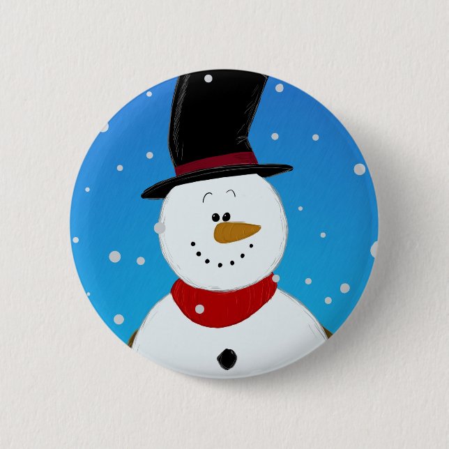 Snowman - Blue 2 Inch Round Button (Front)