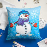 Snowman Blue Holiday Christmas Throw Pillow<br><div class="desc">Snowman Blue Holiday Christmas Throw Pillow | Festive Winter Décor Bring festive cheer to your home with this adorable snowman blue holiday throw pillow. Featuring a cheerful snowman against a soft blue background, this pillow captures the playful spirit of the season. Perfect for adding a touch of winter wonder to...</div>