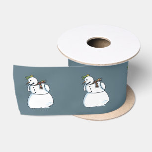 Snowman blue ribbon satin ribbon