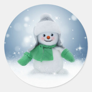Snowman Blue Winter Merry Christmas Stickers