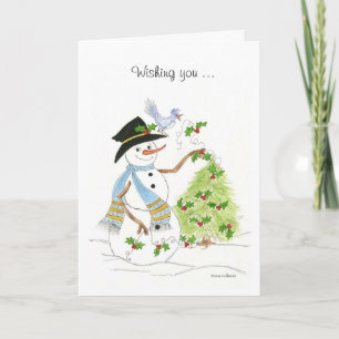 Snowman Bluebird Holiday Card