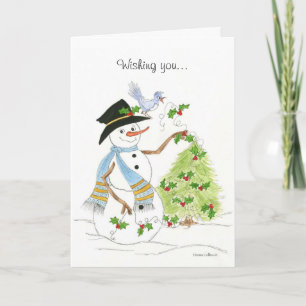 Snowman Bluebird Holiday Card