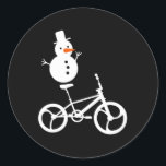 Snowman Bmx Bike Christmas Winter Funny Cycling Sp Classic Round Sticker<br><div class="desc">Snowman Bmx Bike Christmas Winter Funny Cycling Sport Kids</div>