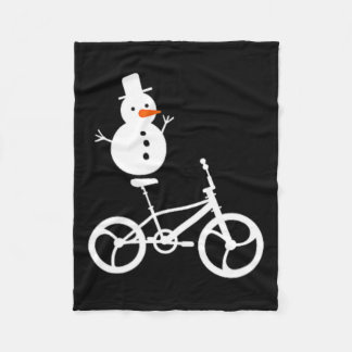 Snowman Bmx Bike Christmas Winter Funny Cycling Sp Fleece Blanket