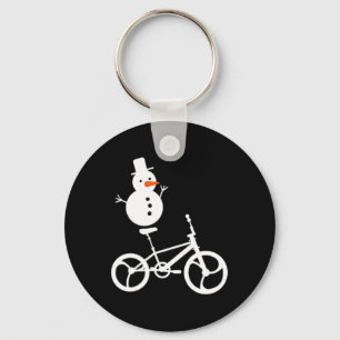 Snowman Bmx Bike Christmas Winter Funny Cycling Sp Keychain