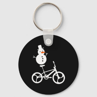 Snowman Bmx Bike Christmas Winter Funny Cycling Sp Keychain