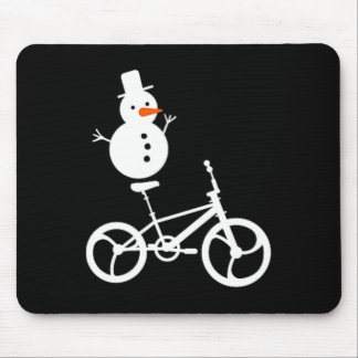 Snowman Bmx Bike Christmas Winter Funny Cycling Sp Mouse Pad