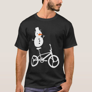 Snowman Bmx Bike Christmas Winter Funny Cycling Sp T-Shirt