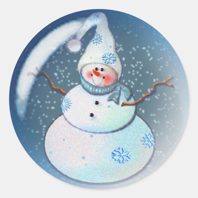 SNOWMAN BUBBLE 4 by SHARON SHARPE Classic Round Sticker (Front)