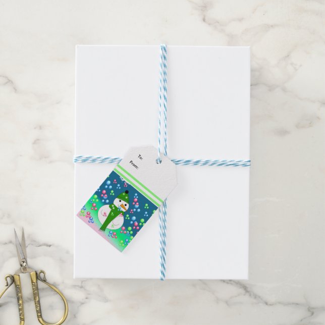 Snowman Bubble Explosion Gift Tags (With Twine)