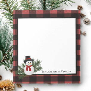 Snowman Buffalo Plaid Bloc-notes personnalisé