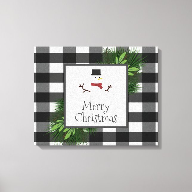 Snowman Buffalo Plaid Canvas Print (Front)
