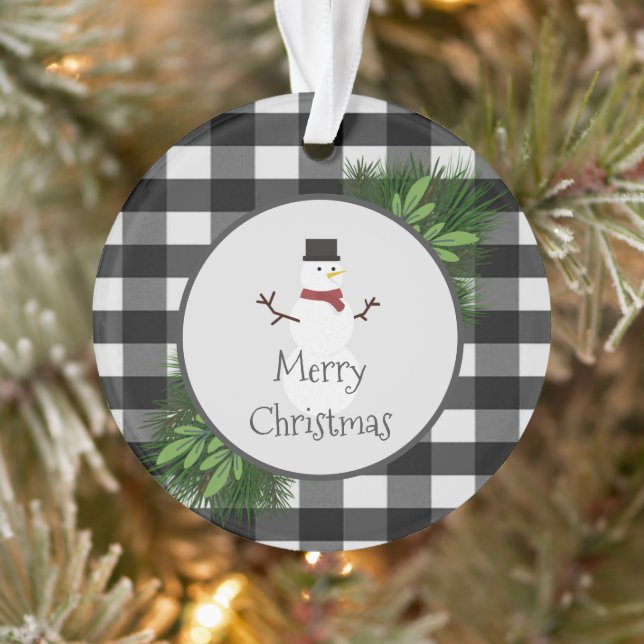 Snowman Buffalo Plaid Ornament (Tree)