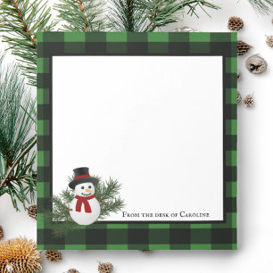 Snowman Buffalo Plaid Personalized Notepad