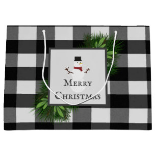 Snowman Buffalo Plaid Sac cadeau