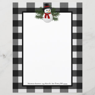 Snowman Buffalo Plaid Stationery