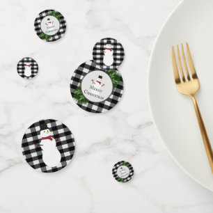 Snowman Buffalo Plaid Table Confetti