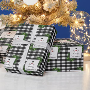 Snowman Buffalo Plaid Wrapping Paper