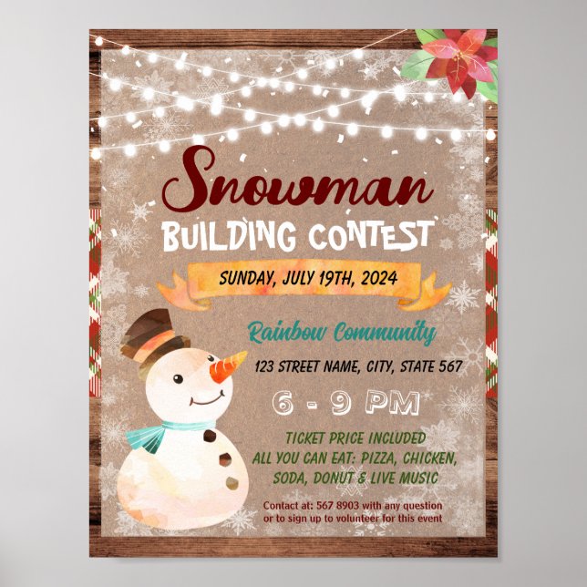 Snowman Building Contest school flyer Poster (Front)