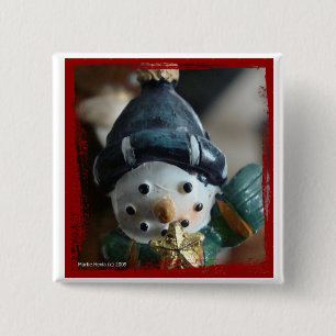Snowman Button/Pin 2 Inch Square Button