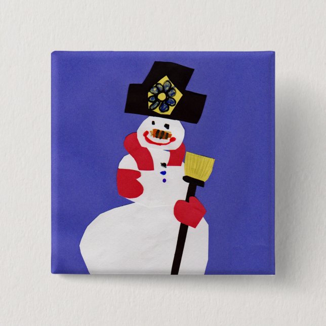 Snowman by VictoriaShaylee 2 Inch Square Button (Front)