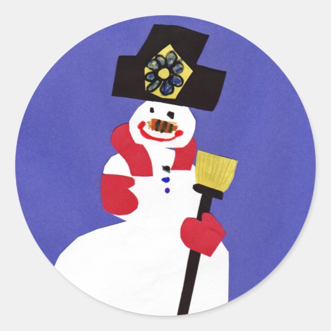 Snowman by VictoriaShaylee Classic Round Sticker (Front)