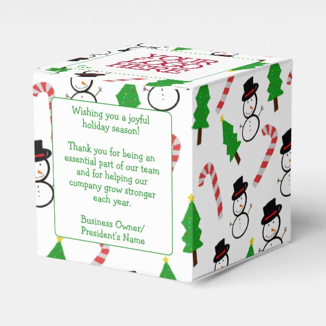 Snowman Candy Cane Christmas Tree Business Gift Favor Box (Front Side)