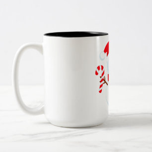 Snowman Candy Cane Christmas Two-Tone Coffee Mug