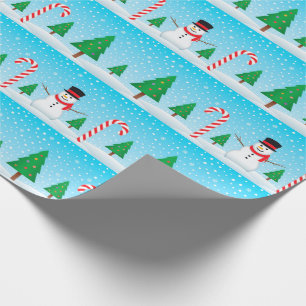 Snowman & Candy Cane Winter Wonderland Wrapping Paper