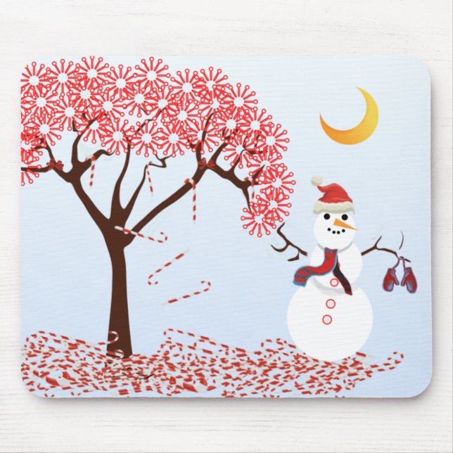 SnowMan CandyCane Tree MousePad - (Front)