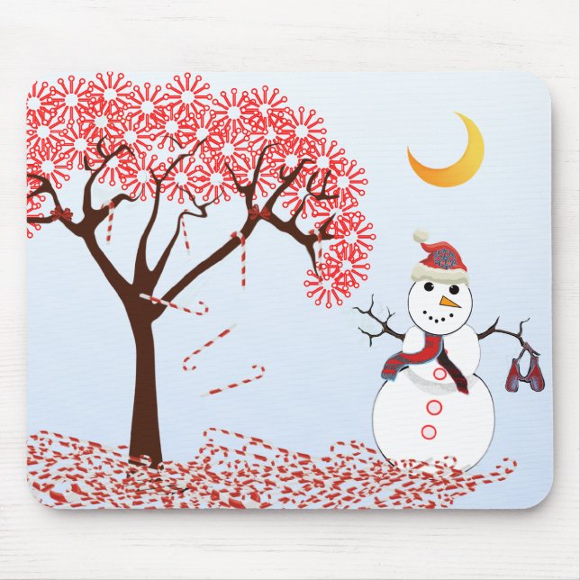 SnowMan CandyCane Tree MousePad (Front)