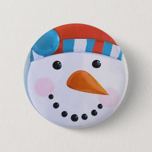 Snowman Carrot Nose Winter Christmas 2 Inch Round Button