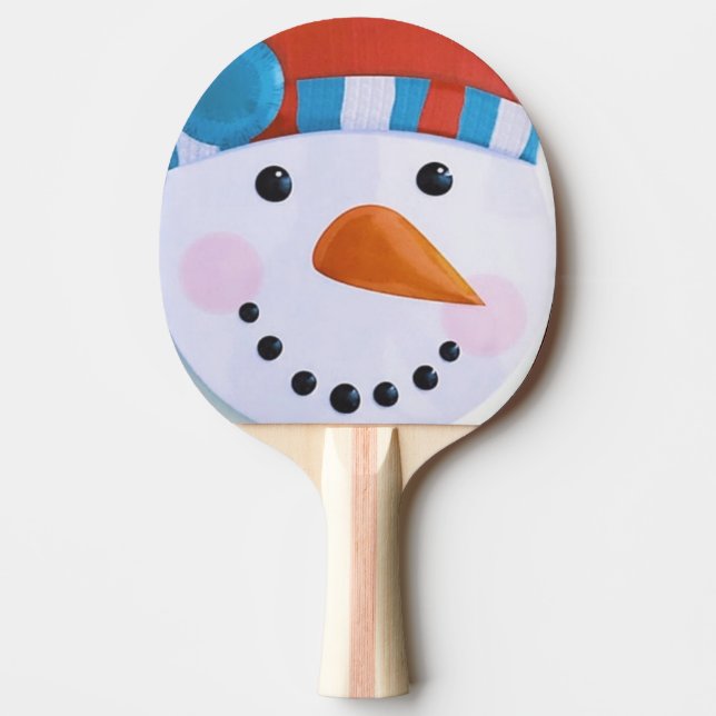 Snowman Carrot Nose Winter Christmas Ping Pong Paddle (Front)