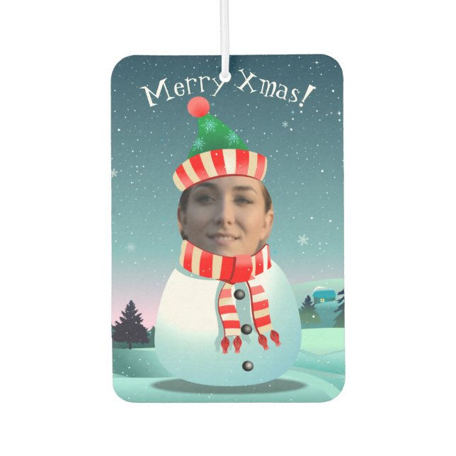 Snowman Cartoon With Customizable Face Car Air Freshener (Front)